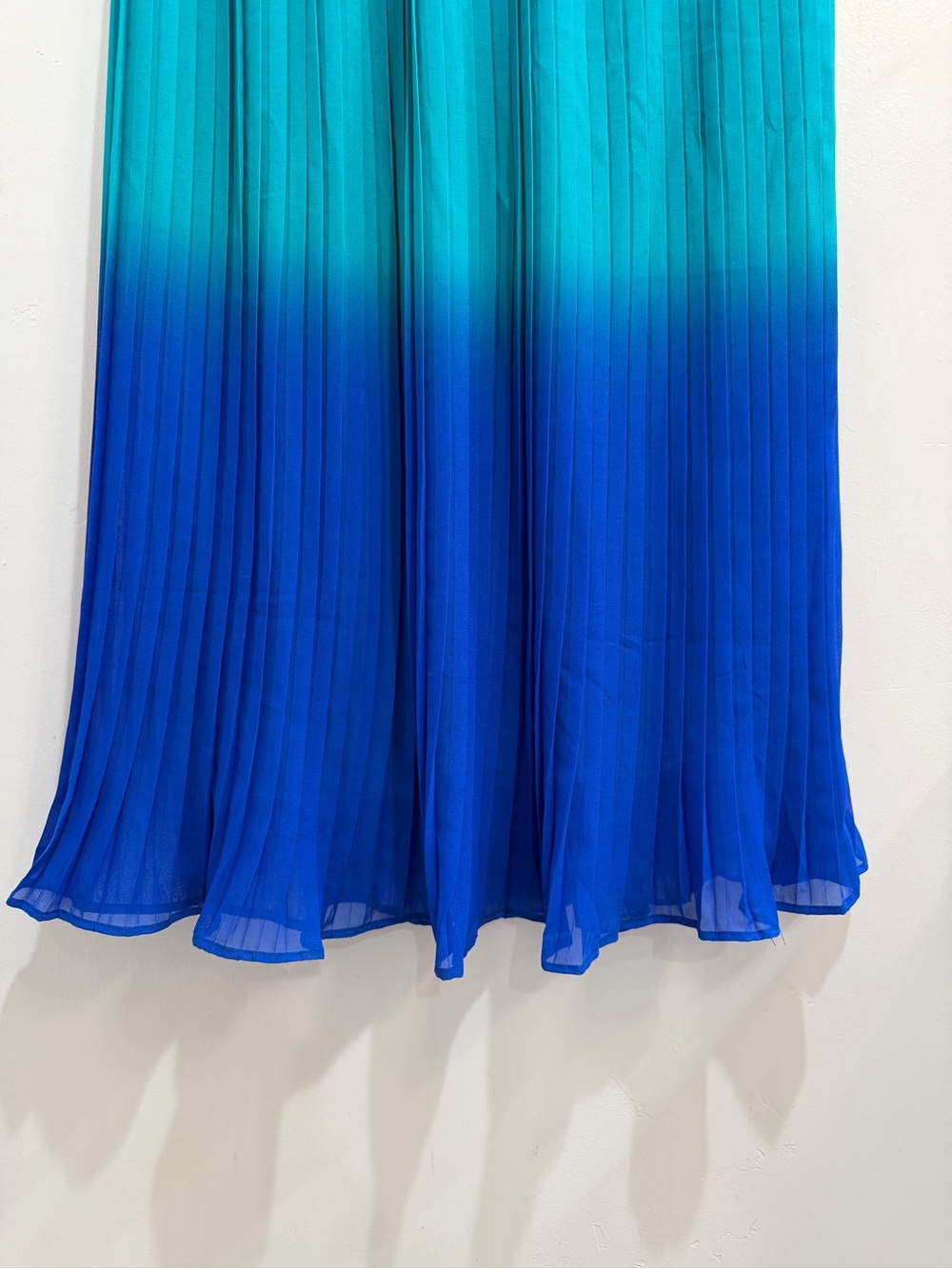Mix Nouveau Y2K Teal Blue Ombre Knife Pleated Maxi Skirt Size M Vintage 2000s - Picture 2 of 11